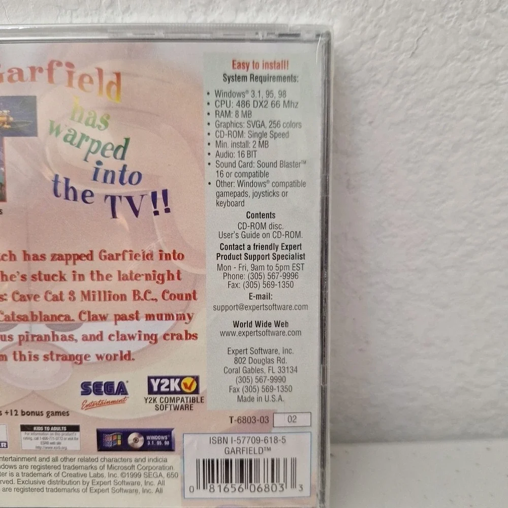 RARE Vintage NEW Garfield In TV Land Sega Entertainment CD-ROM PC SEALED